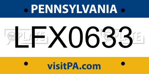 LFX0633 Pennsylvania License Plate