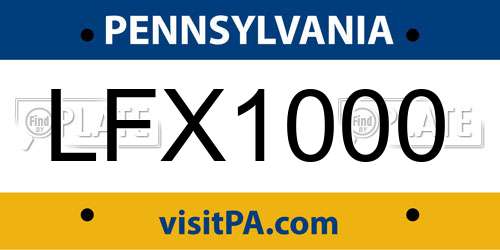 LFX1000 Pennsylvania License Plate