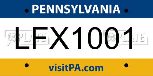 LFX1001 Pennsylvania License Plate