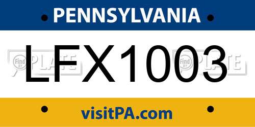 LFX1003 Pennsylvania License Plate