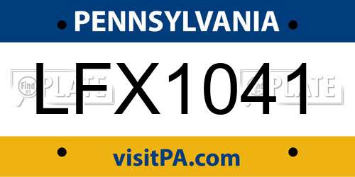 LFX1041 Pennsylvania License Plate