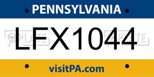 LFX1044 Pennsylvania License Plate