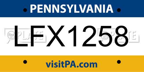 LFX1258 Pennsylvania License Plate