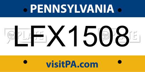 LFX1508 Pennsylvania License Plate