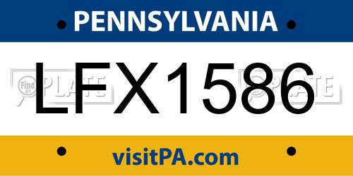 LFX1586 Pennsylvania License Plate
