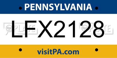 LFX2128 Pennsylvania License Plate