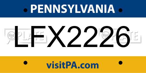 LFX2226 Pennsylvania License Plate