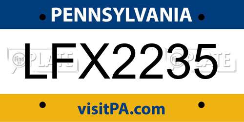 LFX2235 Pennsylvania License Plate