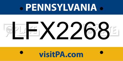 LFX2268 Pennsylvania License Plate