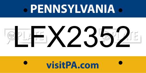 LFX2352 Pennsylvania License Plate