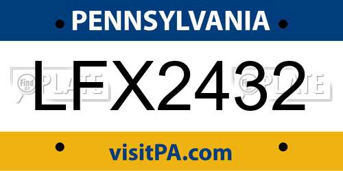 LFX2432 Pennsylvania License Plate