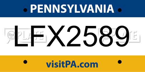 LFX2589 Pennsylvania License Plate