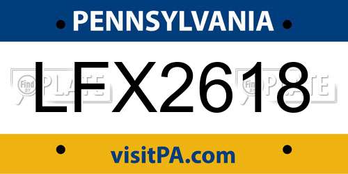 LFX2618 Pennsylvania License Plate