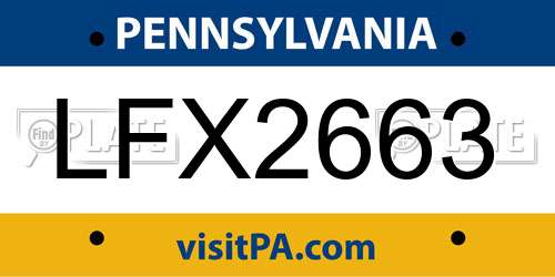 LFX2663 Pennsylvania License Plate