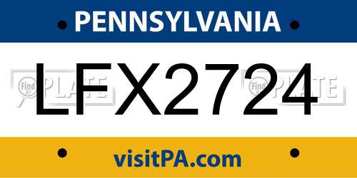 LFX2724 Pennsylvania License Plate
