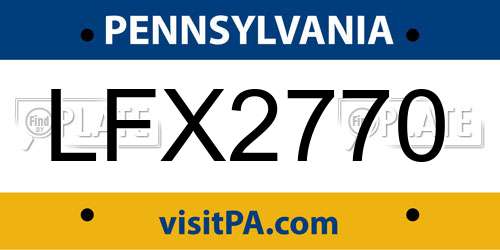 LFX2770 Pennsylvania License Plate
