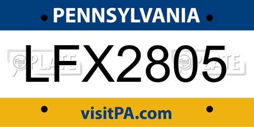 LFX2805 Pennsylvania License Plate