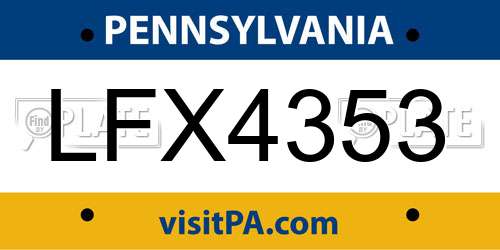 LFX4353 Pennsylvania License Plate