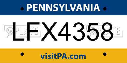 LFX4358 Pennsylvania License Plate