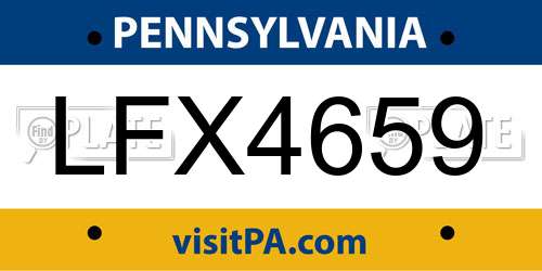 LFX4659 Pennsylvania License Plate
