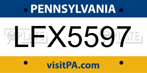 LFX5597 Pennsylvania License Plate