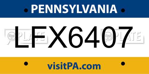 LFX6407 Pennsylvania License Plate