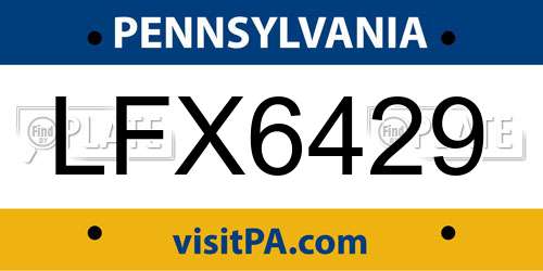 LFX6429 Pennsylvania License Plate