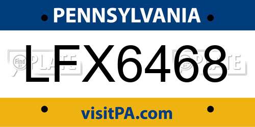 LFX6468 Pennsylvania License Plate