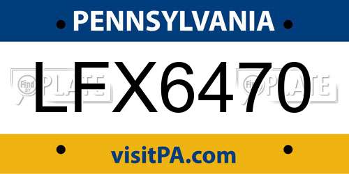 LFX6470 Pennsylvania License Plate