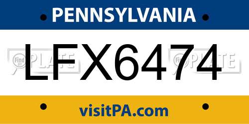 LFX6474 Pennsylvania License Plate