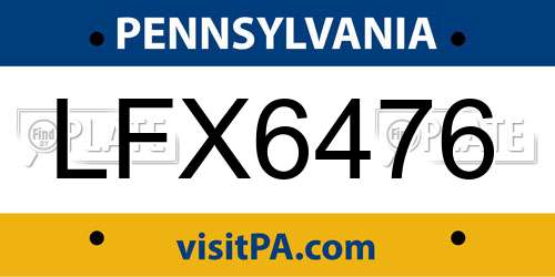 LFX6476 Pennsylvania License Plate