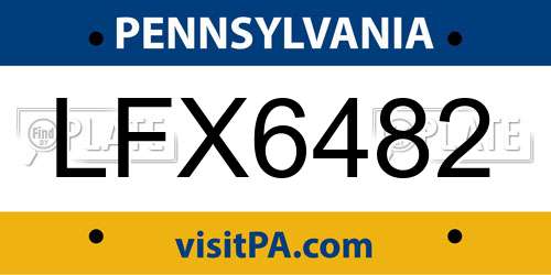 LFX6482 Pennsylvania License Plate