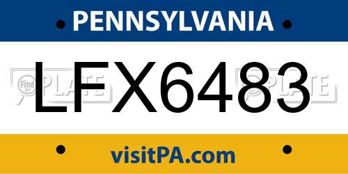 LFX6483 Pennsylvania License Plate
