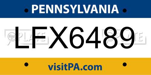 LFX6489 Pennsylvania License Plate