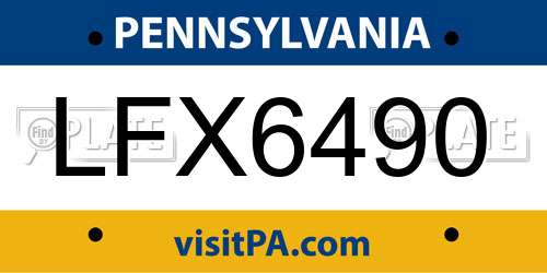 LFX6490 Pennsylvania License Plate