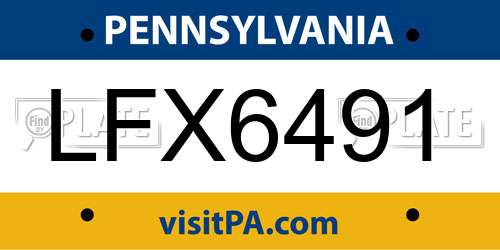 LFX6491 Pennsylvania License Plate