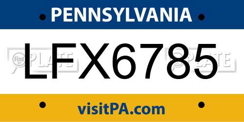 LFX6785 Pennsylvania License Plate