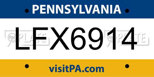 LFX6914 Pennsylvania License Plate