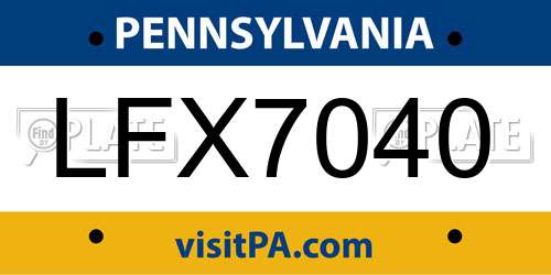 LFX7040 Pennsylvania License Plate