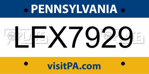 LFX7929 Pennsylvania License Plate