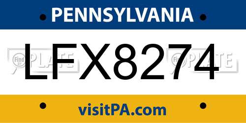 LFX8274 Pennsylvania License Plate