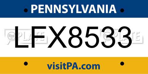 LFX8533 Pennsylvania License Plate