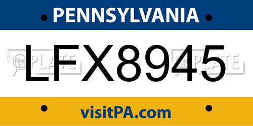 LFX8945 Pennsylvania License Plate
