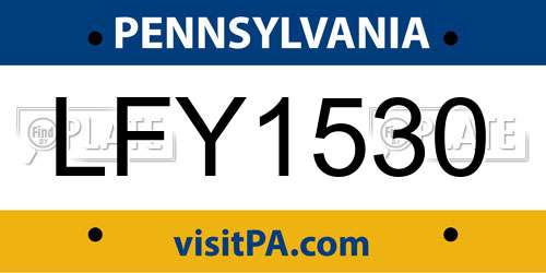 LFY1530 Pennsylvania License Plate