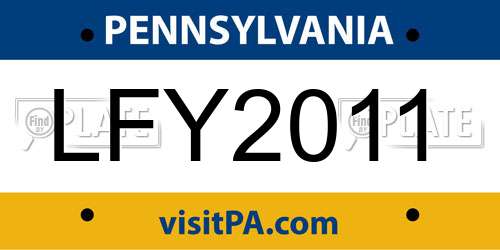 LFY2011 Pennsylvania License Plate