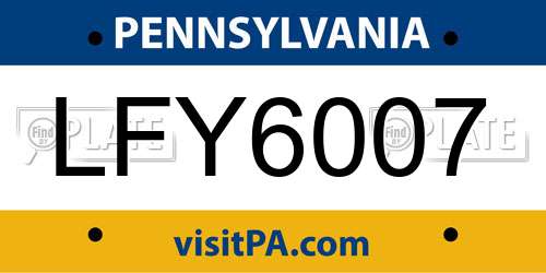 LFY6007 Pennsylvania License Plate