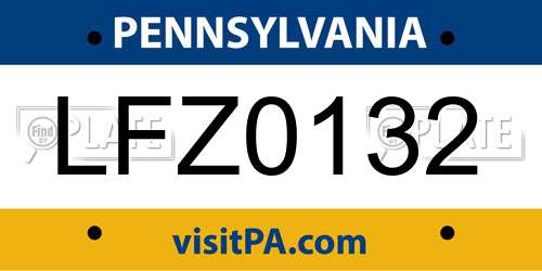 LFZ0132 Pennsylvania License Plate
