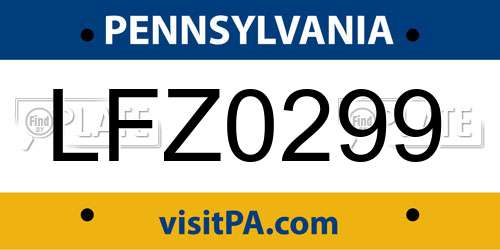 LFZ0299 Pennsylvania License Plate