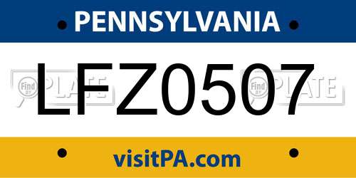 LFZ0507 Pennsylvania License Plate