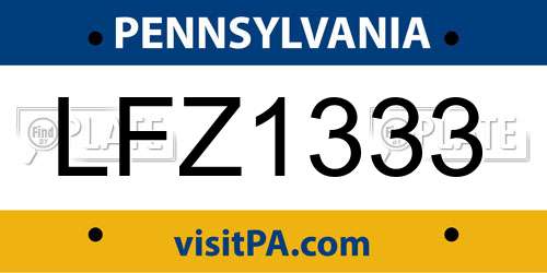 LFZ1333 Pennsylvania License Plate